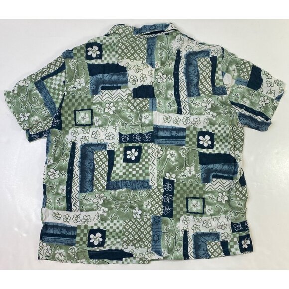 Hilo Hatties Womens Hawaiian Aloha Shirt Medium Tropical Teal Floral Hawaii Top - Picture 2 of 9